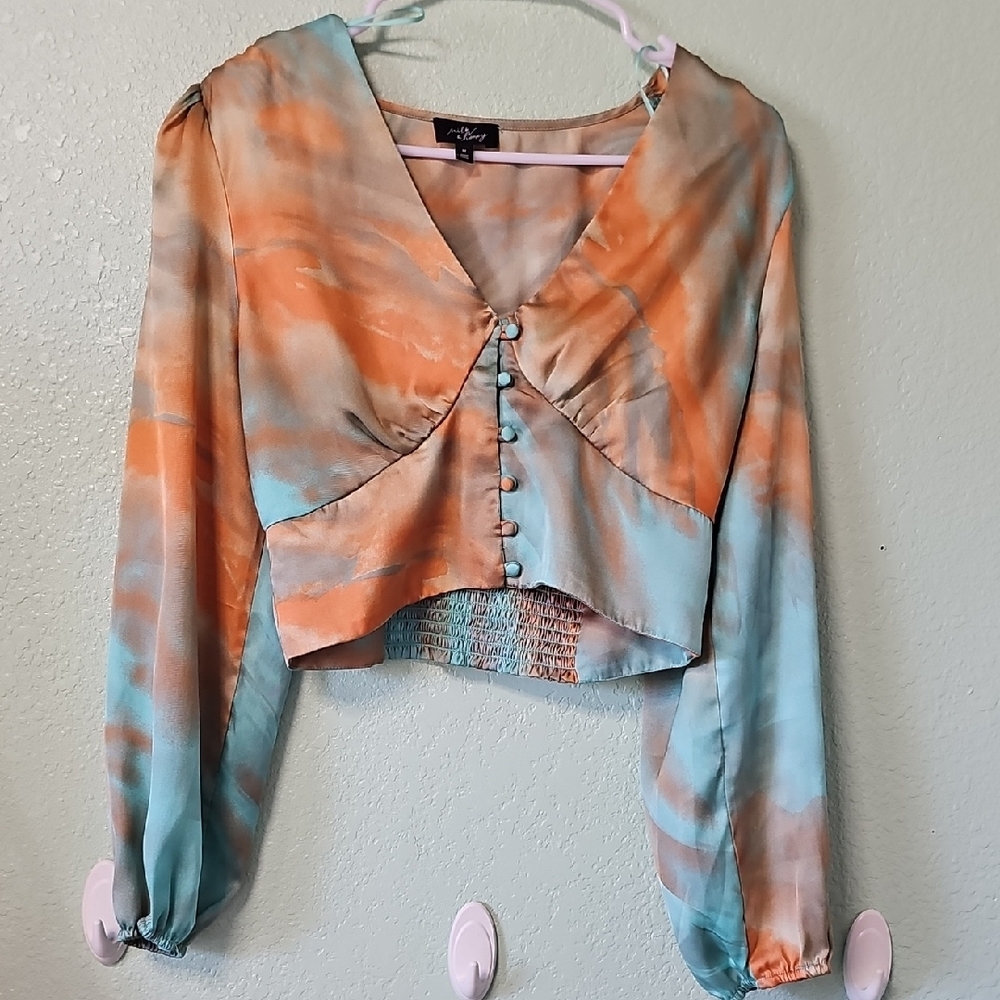 Marbled Teal & Orange Corset Top